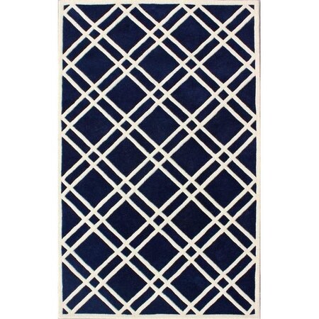 Safavieh 7 Ft. x 7 Ft. Round- Contemporary Chatham Dark Blue And Ivory Hand Tufted Rug CHT740C-7R